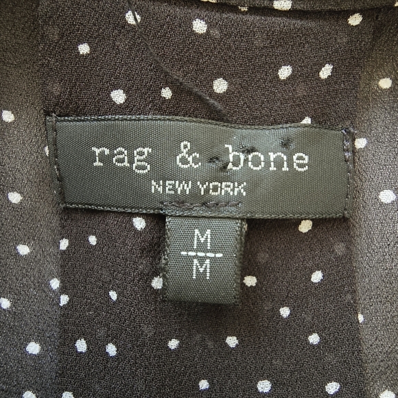 Rag & Bone Reed Polka Dot Button-Up Semi Sheer Blouse, Sz M (PTP 25") - Picture 2 of 11